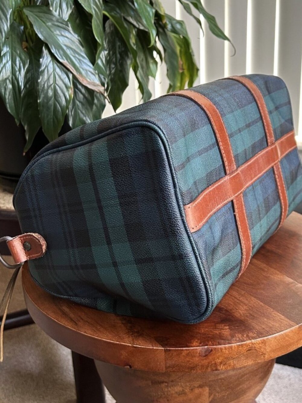 POLO RALPH LAUREN Tartan Plaid Boston Bag, Forest Green, Navy - Picture 15 of 15